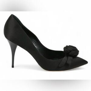 Christian Dior Black Rose Satin Evening Pump Heels | EU 40 | Vintage |New In Box